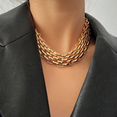 PuRui Statement Choker Necklace - Trendy Geometric Chain Necklace