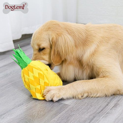 Interactive Pineapple Dog Toy - Eco-Friendly Fun & Training Tool - Yellow / 13x30cm