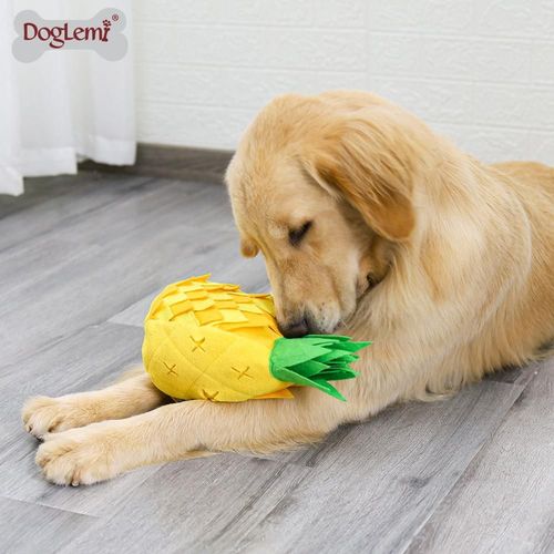 Interactive Pineapple Dog Toy - Eco-Friendly Fun & Training Tool - Yellow / 13x30cm