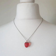 Charming Strawberry Pendant Necklace - Trendy Fairycore Accessory