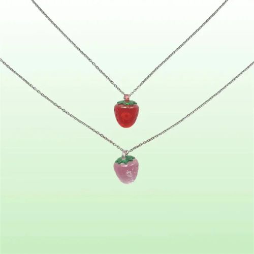 Charming Strawberry Pendant Necklace - Trendy Fairycore Accessory