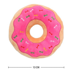 Fleece Dog Plush Toy - Fun Squeak Donut Shaped Dog Toy - WHITE