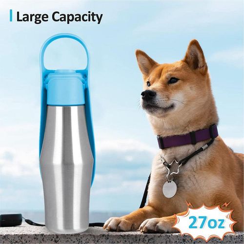 Stainless Steel 27oz Dog Water Bottle & Bowl - Portable Pet Supplies
