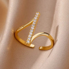 ICFTZWE Geometric Rings - Luxury Stainless Steel Aesthetic Wedding Band