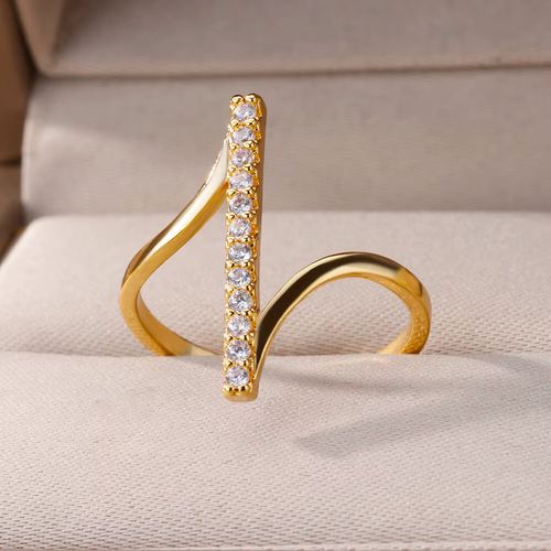 ICFTZWE Geometric Rings - Luxury Stainless Steel Aesthetic Wedding Band