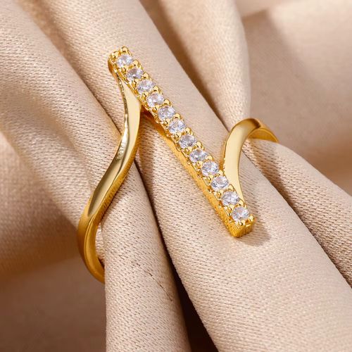 ICFTZWE Geometric Rings - Luxury Stainless Steel Aesthetic Wedding Band