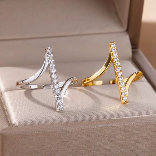 ICFTZWE Geometric Rings - Luxury Stainless Steel Aesthetic Wedding Band