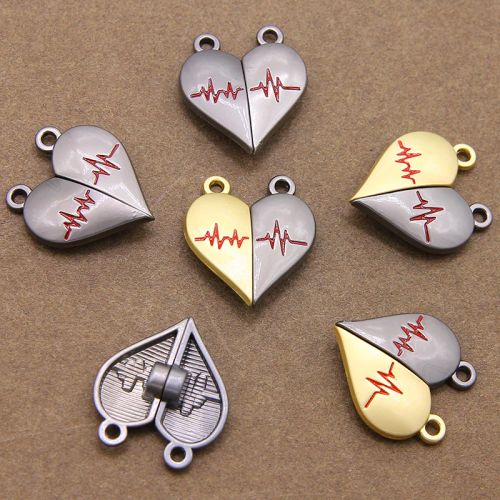 Electrocardiogram Heart Buckle Connectors for DIY Necklace Making