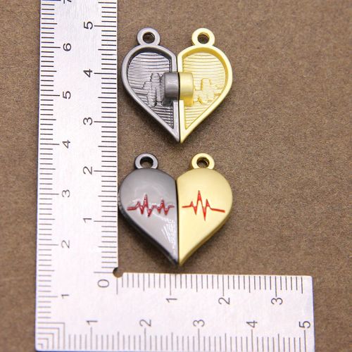 Electrocardiogram Heart Buckle Connectors for DIY Necklace Making