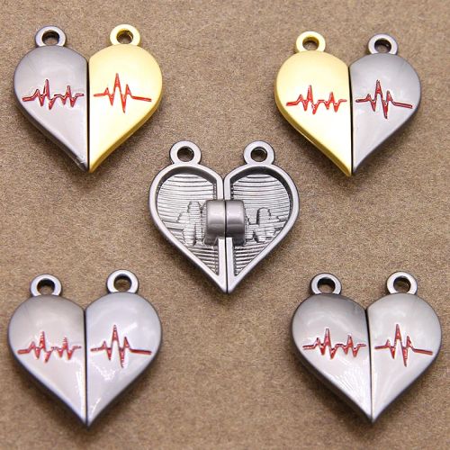 Electrocardiogram Heart Buckle Connectors for DIY Necklace Making