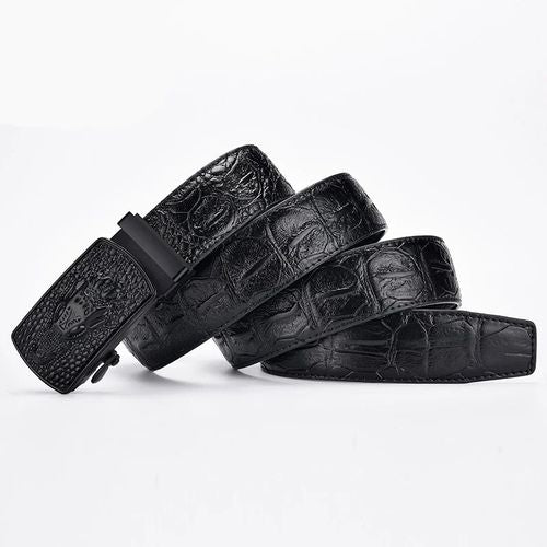 High-Quality Striped Split Leather Belts - Casual Style for Versatile Wear
