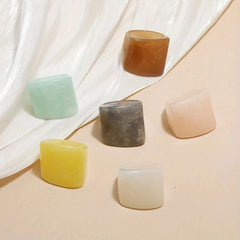Multicolour Geometric Resin Fashion Rings - Trendy Vintage Design - Multicolor