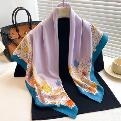 SANMAIHUA Luxury Silk Scarf - Fashionable 90x90CM Sunscreen Shawl