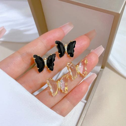 Elegant Transparent Butterfly Necklace & Earrings Set for Parties