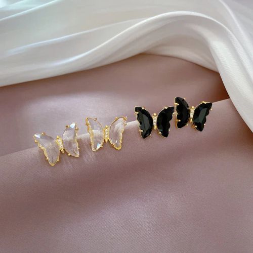 Elegant Transparent Butterfly Necklace & Earrings Set for Parties