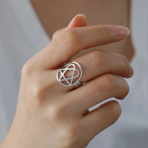 Lucktune Heartagram Symbol Rings - Durable Stainless Steel Fashion Rings