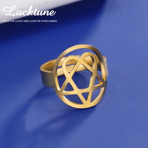 Lucktune Heartagram Symbol Rings - Durable Stainless Steel Fashion Rings