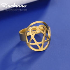 Lucktune Heartagram Symbol Rings - Durable Stainless Steel Fashion Rings