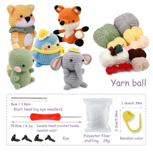 KRABALL DIY Crochet Animal Kit - Easy Plush Dolls for Beginners