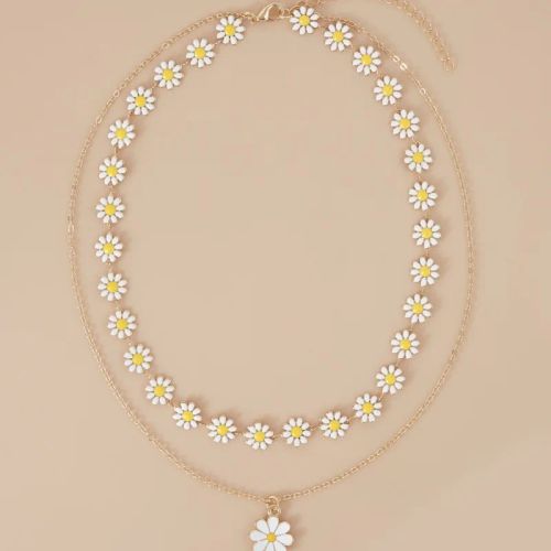 Rinhoo Daisy Floral Pendant Necklace - Stylish Party Accessory - NC23Y0293