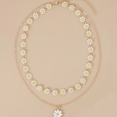 Rinhoo Daisy Floral Pendant Necklace - Stylish Party Accessory - NC23Y0293