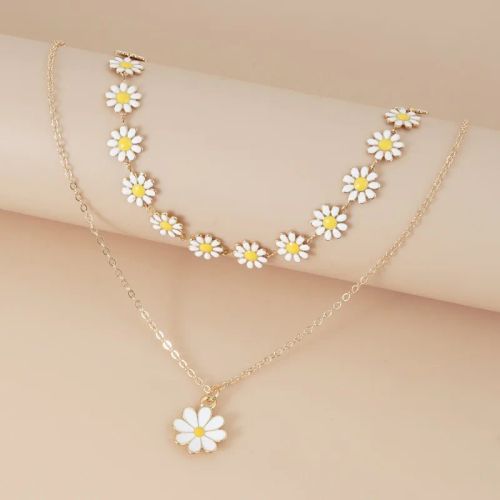 Rinhoo Daisy Floral Pendant Necklace - Stylish Party Accessory - NC23Y0293
