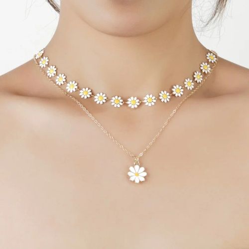 Rinhoo Daisy Floral Pendant Necklace - Stylish Party Accessory - NC23Y0293
