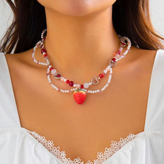 Ingemark Elegant Strawberry Heart Pendant Necklace - Fashionable Gift