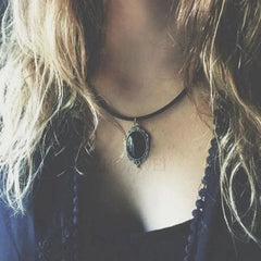 ZBOZWEI Gothic Onyx Pendant Necklace - Mystical Fashion Accessory