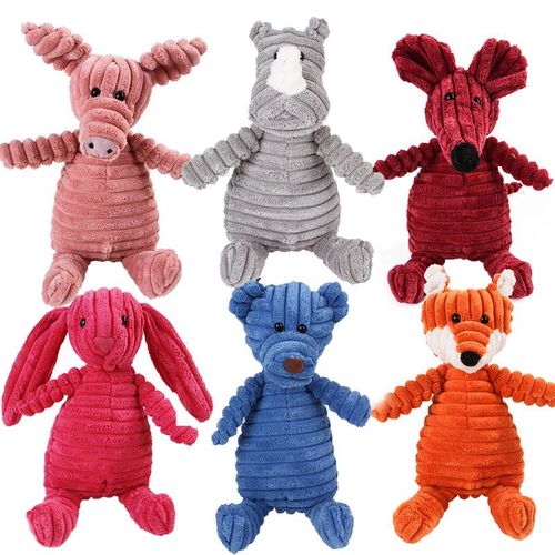 Pawstrip Plush Animal Squeaky Dog Toy - Durable Chew Comfort