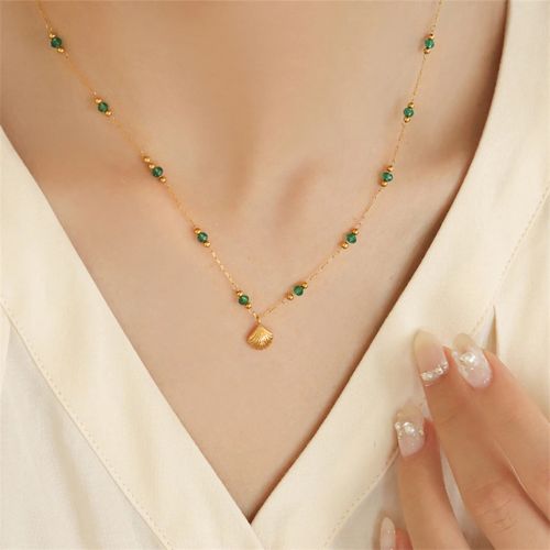 Kuziduocai Trendy Geometric Shell Necklace - Stylish Chain Accessory