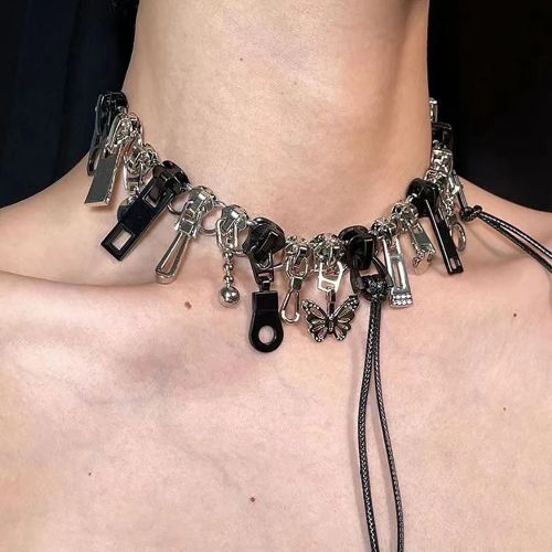 Cyberpunk Zipper Necklace - Fashionable Chain for Unique Style