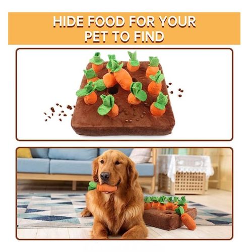 Carrot Farm Plush Dog Toy - Educational Chewing & Foraging Fun - Orange / 35CMx35CM