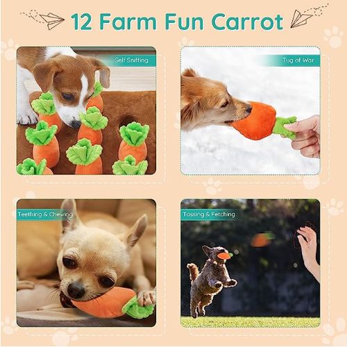 Carrot Farm Plush Dog Toy - Educational Chewing & Foraging Fun - Orange / 35CMx35CM