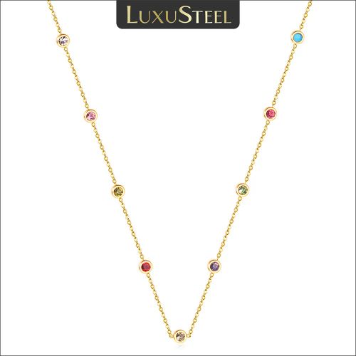 LUXUSTEEL Colourful Crystal Pendant Necklace - Fashionable Accessory