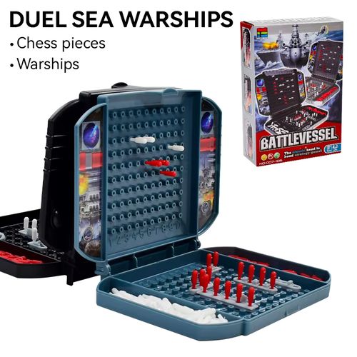 GGbell Warship Sea Ship Board Game - Fun for All Ages - Two Player Toy - black