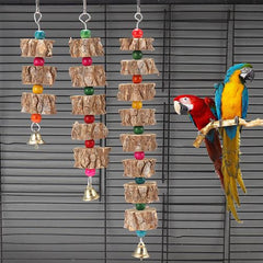 Natural Wooden Bird Toy - Safe Play & Enrichment for Pet Birds