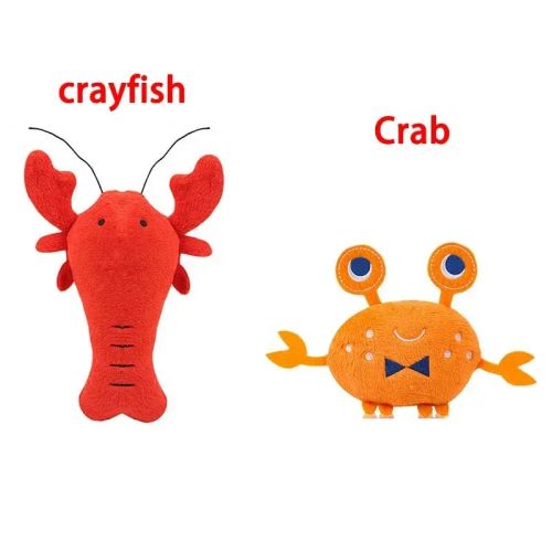 Plush Squeaky Dog Toy - Crayfish & Crab - Safe & Fun Playtime