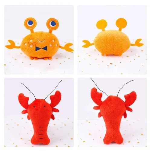 Plush Squeaky Dog Toy - Crayfish & Crab - Safe & Fun Playtime