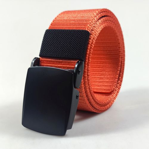 New Unisex Nylon Canvas Breathable Military Tactical Men Waist Belt with Plastic and Metal Black Buckle Orange Belts