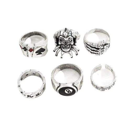 Vintage Punk Skull Claw Fashion Rings Set - 6 Piece Unisex Biker Rings - JZ0098-1 / 1set