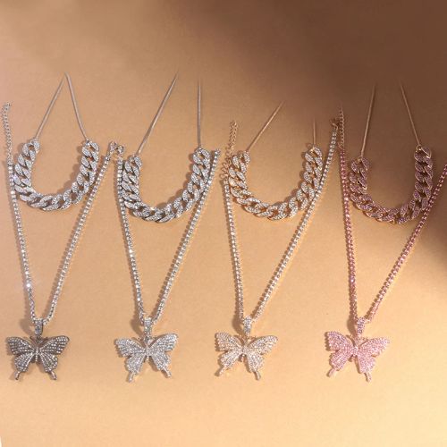 Big Butterfly Pendant Necklace - Fashionable Zinc Alloy Accessory