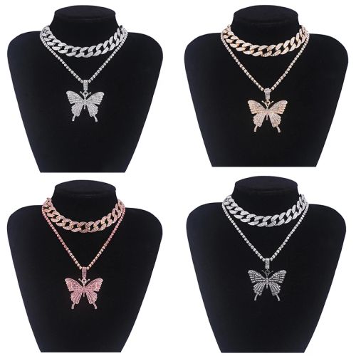 Big Butterfly Pendant Necklace - Fashionable Zinc Alloy Accessory