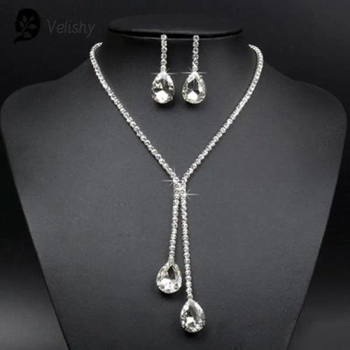 Velishy Fashionable Alloy Necklace & Earrings Set - Elegant Accessory - wt