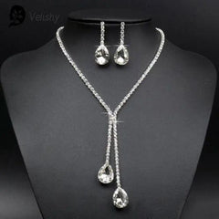 Velishy Fashionable Alloy Necklace & Earrings Set - Elegant Accessory - wt