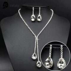 Velishy Fashionable Alloy Necklace & Earrings Set - Elegant Accessory - wt
