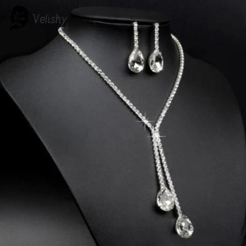 Velishy Fashionable Alloy Necklace & Earrings Set - Elegant Accessory - wt