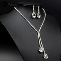 Velishy Fashionable Alloy Necklace & Earrings Set - Elegant Accessory - wt