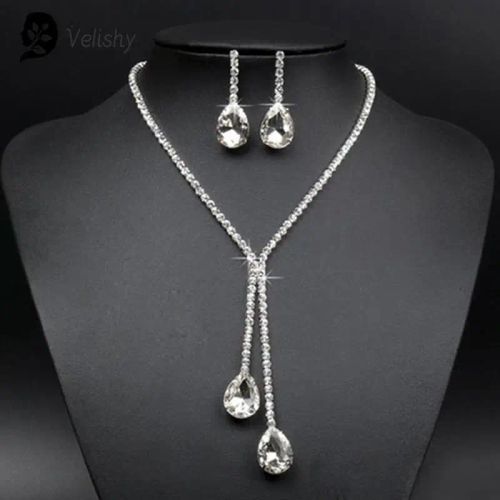Velishy Fashionable Alloy Necklace & Earrings Set - Elegant Accessory - wt