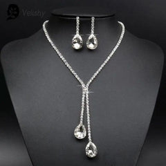 Velishy Fashionable Alloy Necklace & Earrings Set - Elegant Accessory - wt